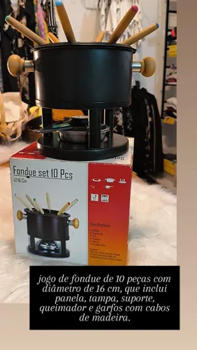 Jogo de fondue de 10 peças com diâmetro de 16 cm