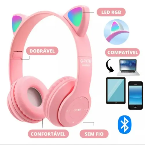 Fone de Ouvido sem Fio Bluetooth P47 com Orelhinhas 