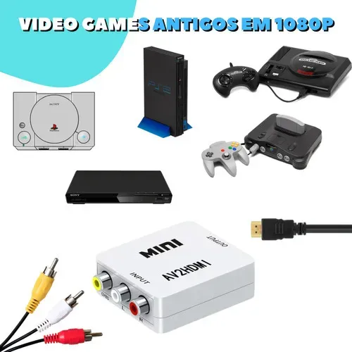 Mini Adaptador Conversor Av Rca Para Hdmi 1080p Av2hdmi