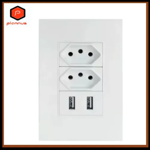 Tomada com 2 portas Padrão e 2 Usbs De Parede Universal 2.1A (z515)