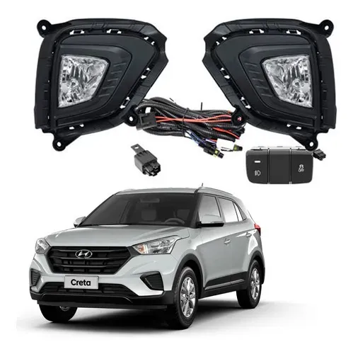 Kit Farol De Milha Drl Hyundai Creta 2020 21 Botão Original