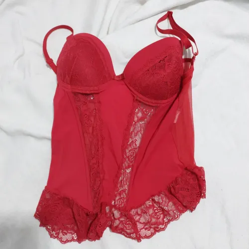 Corset de renda vermelho novo