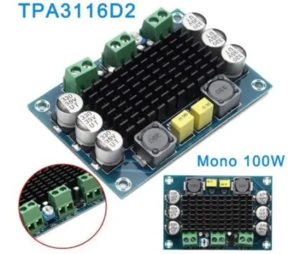 Placa Amplificadora Audio Mono 100w Rms Tpa3116d2 Xh-m542Automação COD-AM375 