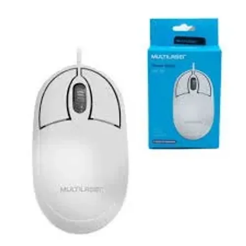 Mouse Óptico Com Fio, USB, 1200 DPI, Branco - Multilaser MO302