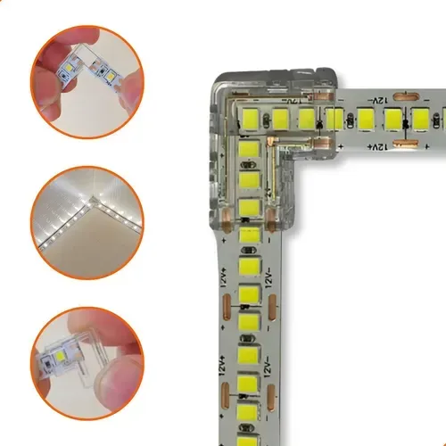 Emenda transparente L Fita led 10mm 240 leds