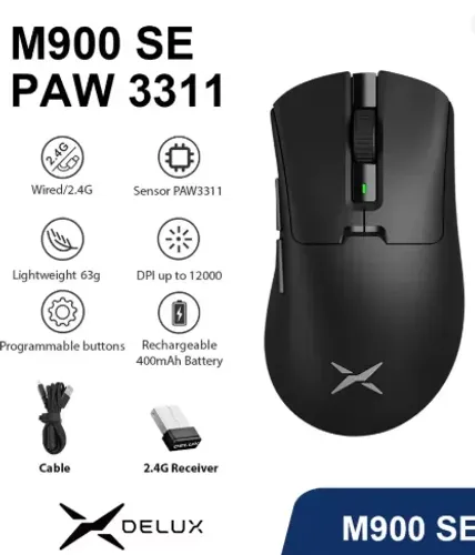 Mouse Gamer Delux M900 60g Recarregavel 400mAh