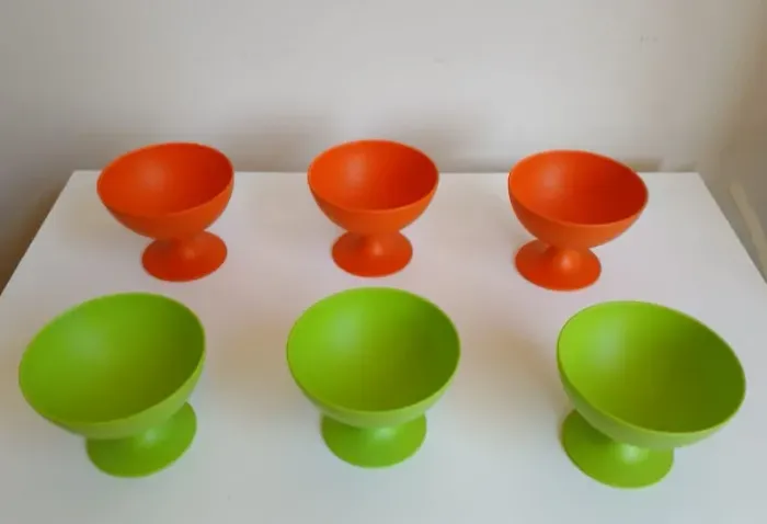 Taças de Sobremesa de Plástico Laranja e Verde - 6 peças