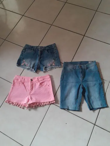 Kit de shorts jeans e rosa infantil
