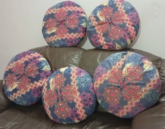 KIT C/5 ALMOFADA BOHEMIAN REDONDA 45 CM DIÂMETRO 