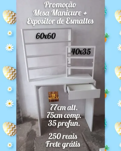 Mesa de Manicure com Expositor de Esmaltes - Frete Grátis