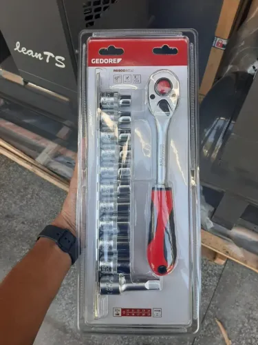 Jogo Soquete com 12 pçs 1/2 Sextavado 10-19mm + Catraca