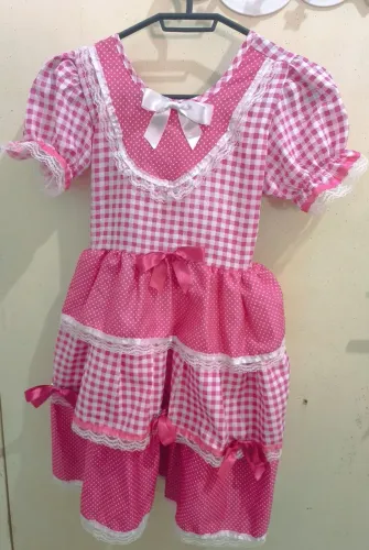Vestido Infantil Xadrez Rosa