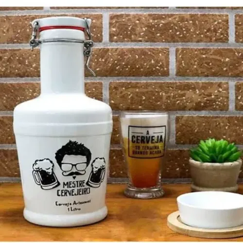 Growler Mestre Cervejeiro 1l feito em 100% ceramica - Marca Ceraflame