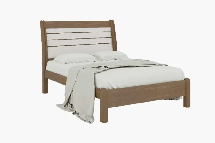 Cama Casal Esmeralda Plus Castanho.Off White D Doro - Entrega Rápida!