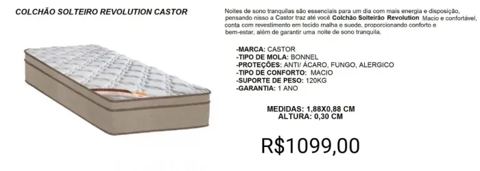 COLCHÃO CASTOR MOLAS ENSACADAS 