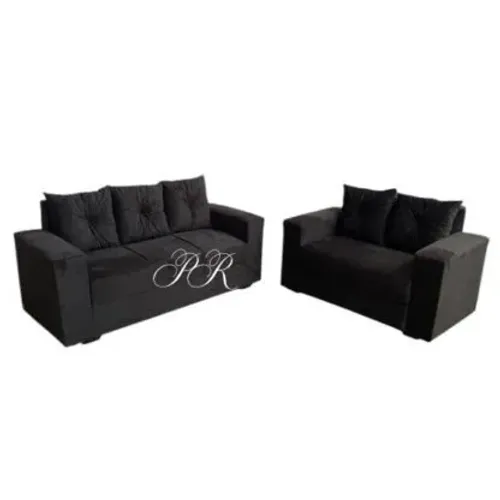 Sofa Pop Bela 2 /3 Lugares Veludo Cor Marrom Chocolate - almofadas soltas Pés em Madeira