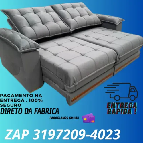 Sofá Barcelona Retrátil 2,10m a 2,90m - Conforto com Euro Pillow 30cm