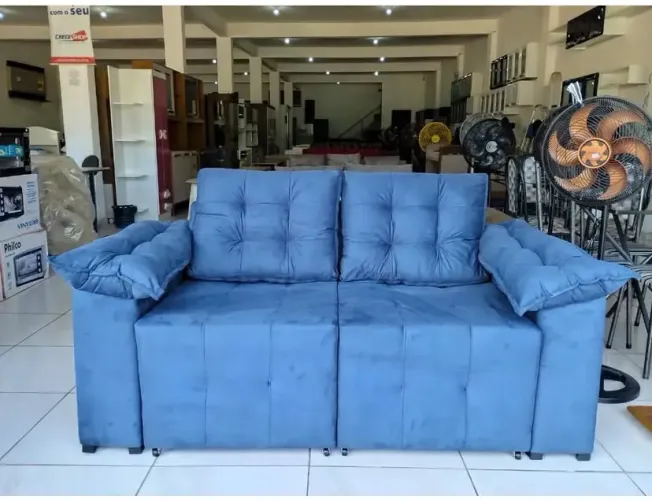 Sofá Azul Confortável e Moderno - 2 Lugares