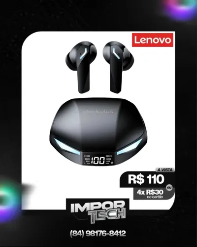 Fone sem fio lenovo GM2 pro max. @importech_084