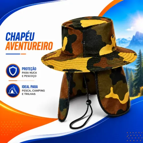 Chapéu Camuflado com Protetor de nuca