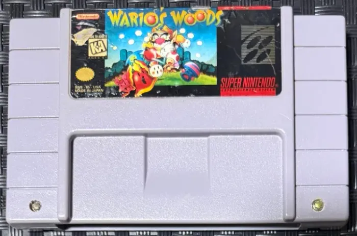 Warios Woods Original SNES Nintendo Cartucho Original Salvando