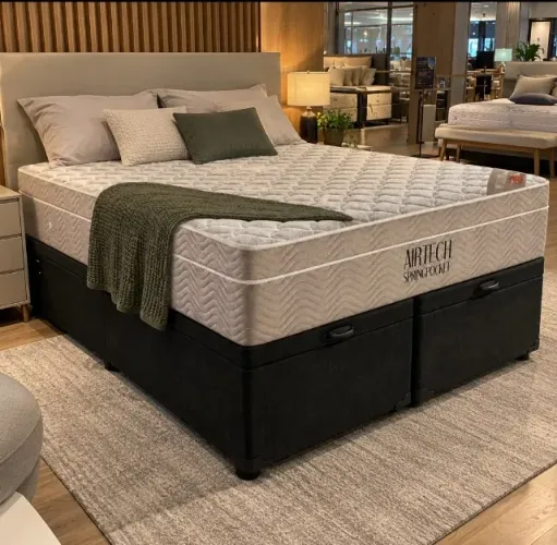 Base Bipartida Queen Com Colchão Molas Ensacadas Ortobom (Entrego Hoje Novo Embalado)