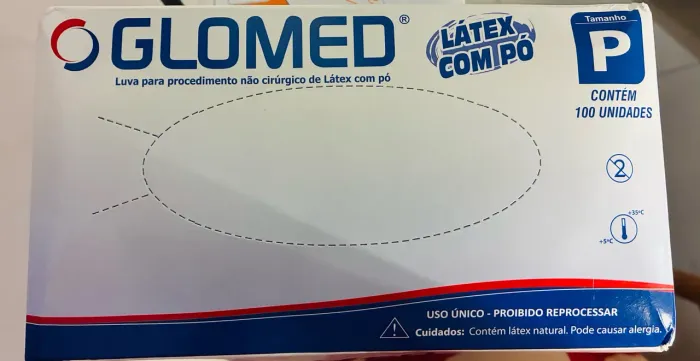 LUVA DE PROCEDIMENTO GLOMED - TAMANHO P COM PÓ ? QUEIMA DE ESTOQUE
