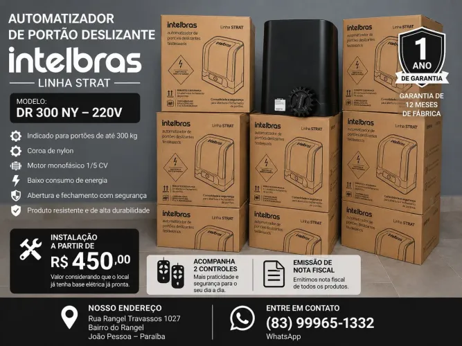 Motor para Portão Intelbras DR 300 NY, Valor com Instalação Já incluso