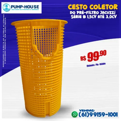 Cesto Coletor do Pré-Filtro Jacuzzi Série B 1,5CV Até 3,0CV 