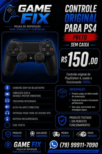 Controle de PS4 original preto