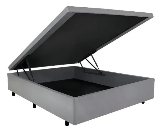 Cama Base Box Baú Viúva Cinza Elefante
