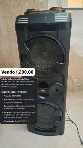 Caixa de som torre philco