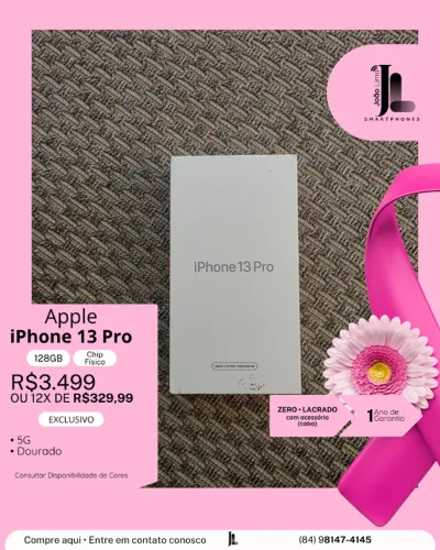 IPHONE 13 PRO, 5G, 128GB, CHIP FÍSICO, LACRADO, EXCLUSIVO!