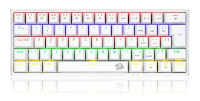 TECLADO MECANICO GAMER FIZZ RAINBOW BRANCO SWITCH AZUL<br>