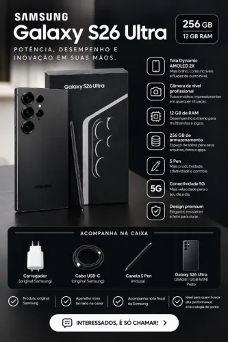 Samsung Galaxy S26 Ultra 5G 256GB (PRETO)