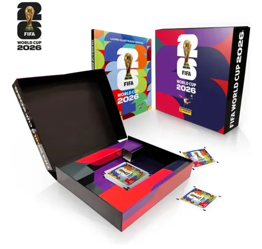 Box Futebol Premium c/ 1 Álbum Capa Dura + 40 Envelopes de Figurinhas