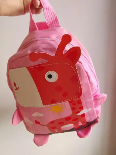 Mini Mochila Infantil Cor Rosa Desenho Girafa Nova Escola Passeio
