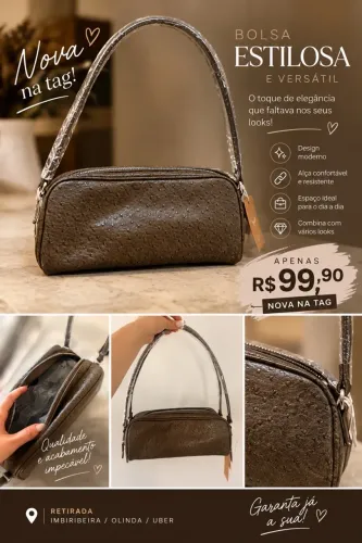 Bolsa estilosa na etiqueta Olinda imbiribeira