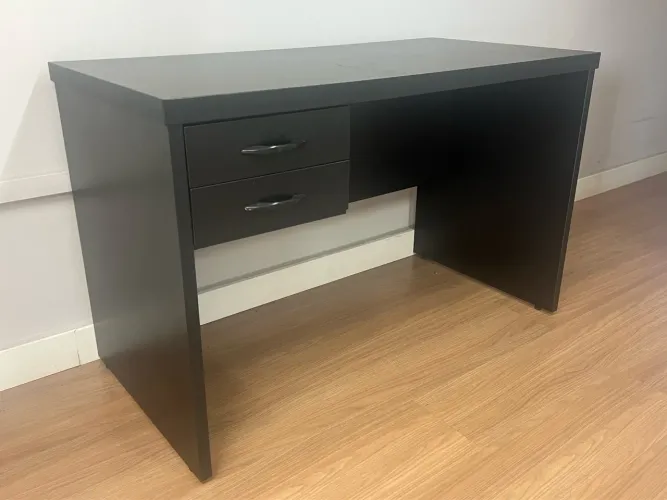 Mesa Escritório Preta com 2 Gavetas
