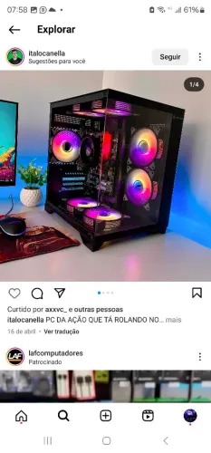 Computador gamer i5 9500f ssd500gb 12gb ddr4 videro Rx 560 wifi roda cs gta5 free fire