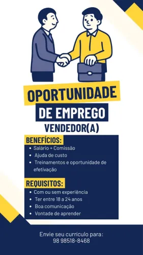 VAGA PARA VENDEDOR(A)!