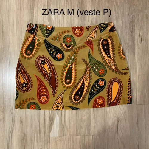 saia zara trafaluc veludo cotelê paisley p