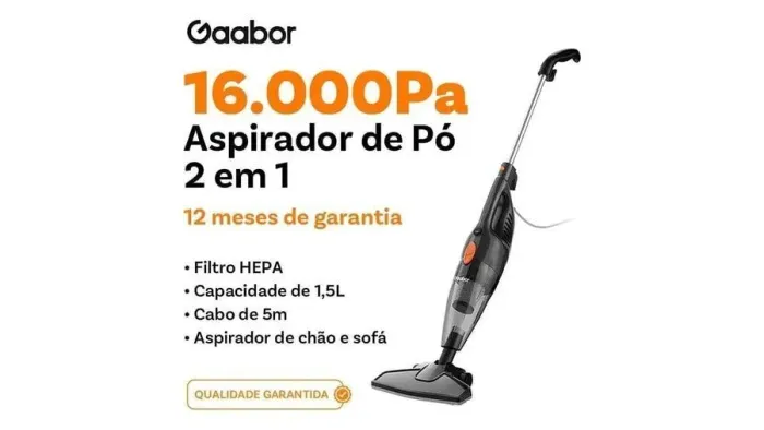 Aspirador de pó Gaabor 650W 16000pa 1,5L