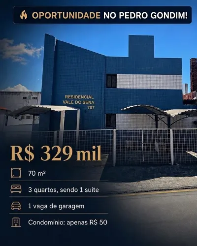 OPORTUNIDADE NO PEDRO GONDIM COM 3 QUARTOS