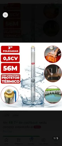 Bomba submersa 1/2 Hp nova nunca usada.