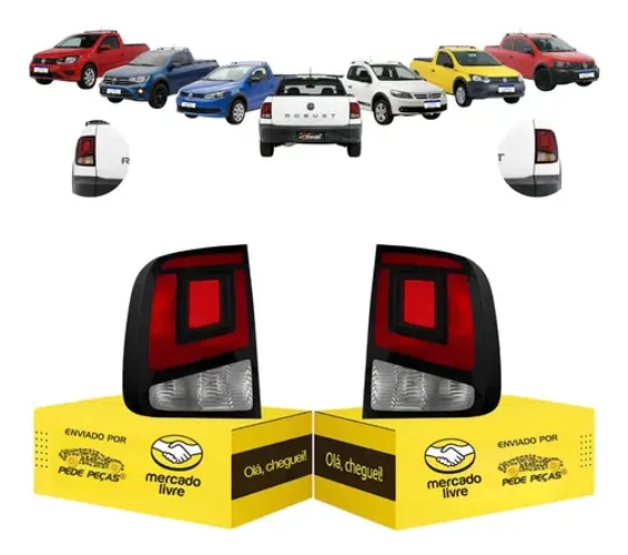 Par Lanterna Vw Saveiro G5 G6 G7 G8 G9 2010 A 2024 2025 2026 Ambos Lados Tricolor