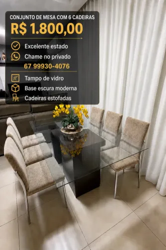 Mesa de jantar de 6 cadeiras
