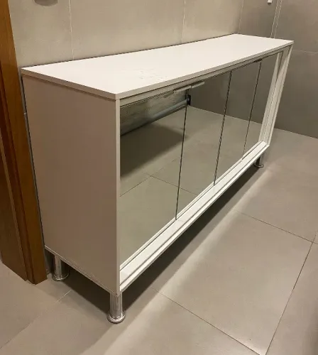 Aparador Buffet Ópera Off White Espelhado