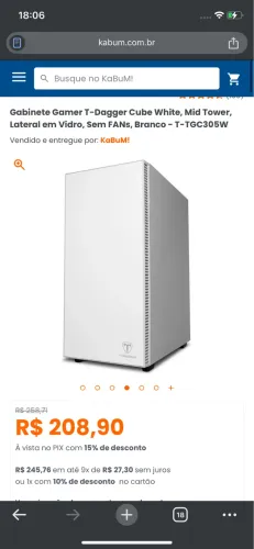 Gabinete gamer T-dagger branco