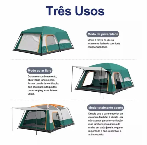 Barraca de camping branca 10-16 pessoas